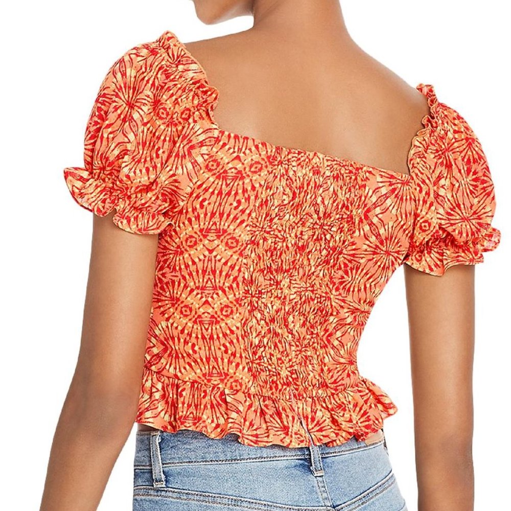 Aqua Lace Up Crop Top Size Small - Picture 2 of 6